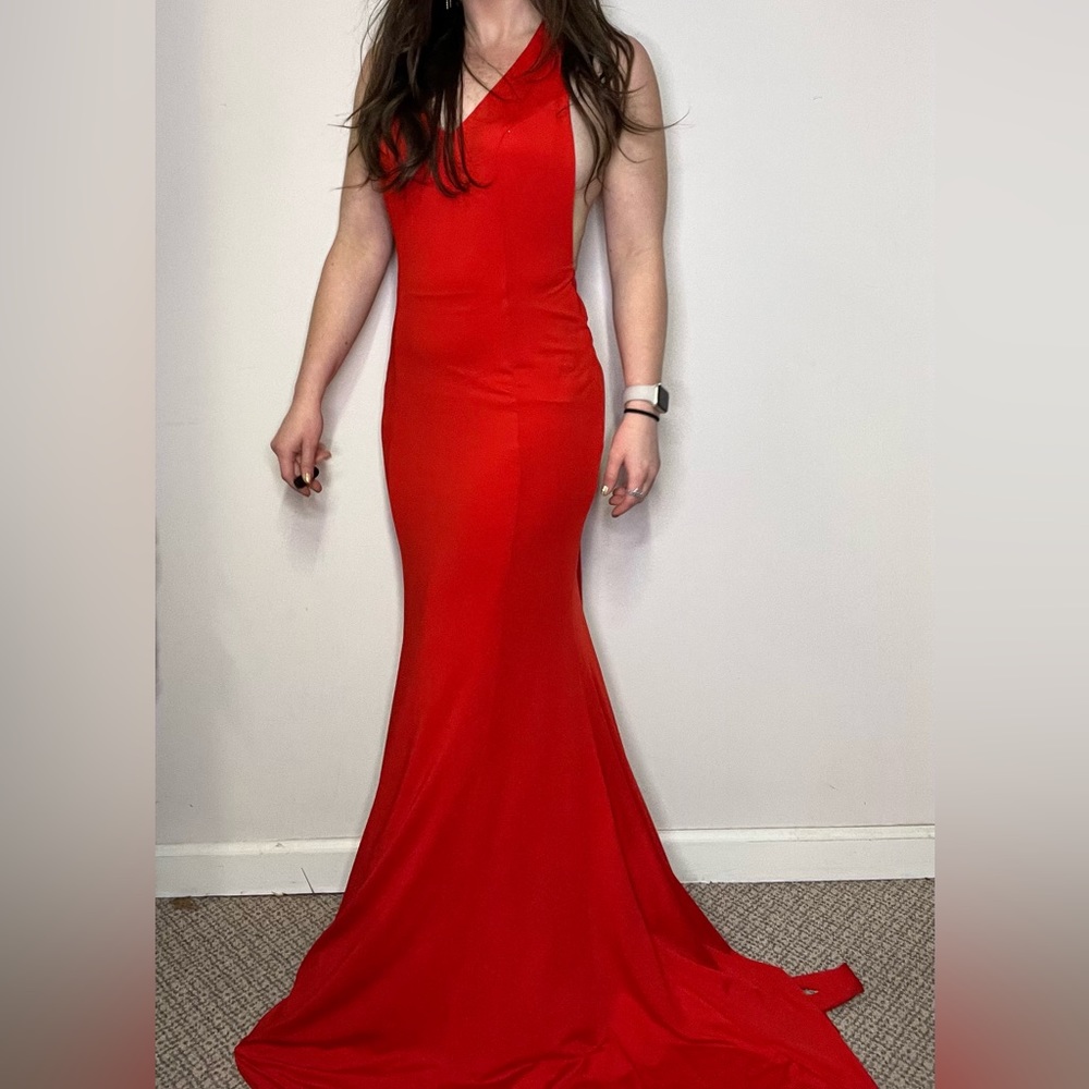 Harper + Lemon Red Even Gown New With Tags V-Neck Open Back Formal Dress